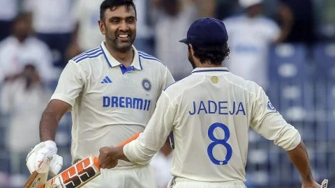 Ashwin and jadeja unbeaten partnership saved india on the first day of the test against bangladesh