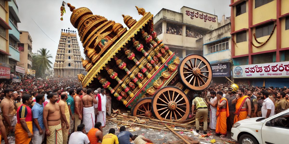 100-Ft Temple Chariot Collapses in Bangalore During Religious Procession