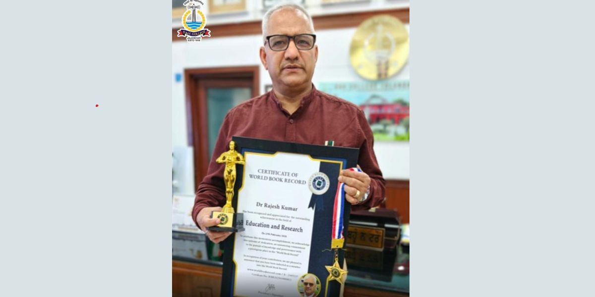 DAV College Jalandharâ€™s Principal and HoD Zoology Honoured with World Book Record Award for Academic Excellence
